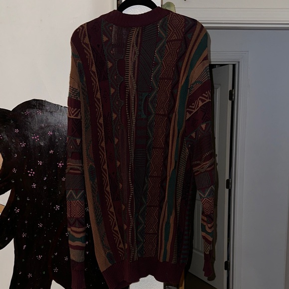 Cotton On Men's Burgundy and Teal Cardigan - Picture 2 of 3